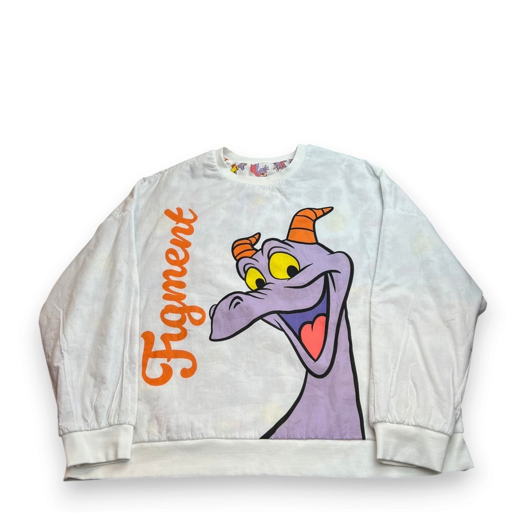 Disney Epcot Figment Reversible Sweatshirt Unisex XL White Purple Retro Dragon